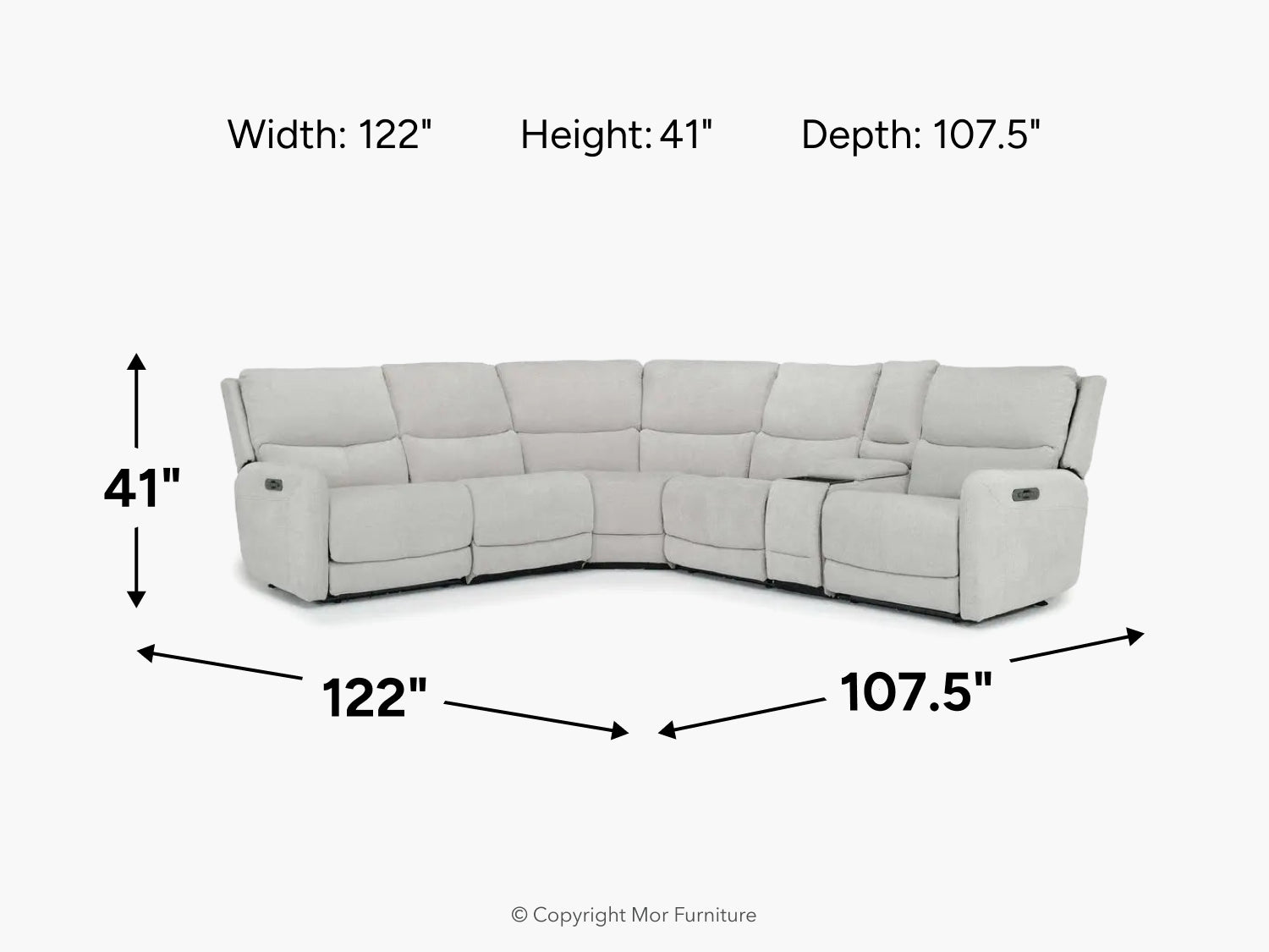 PALENCI03:Palencia 6 Piece 3 Power Sectional With 3 Power Armless Recliner, 