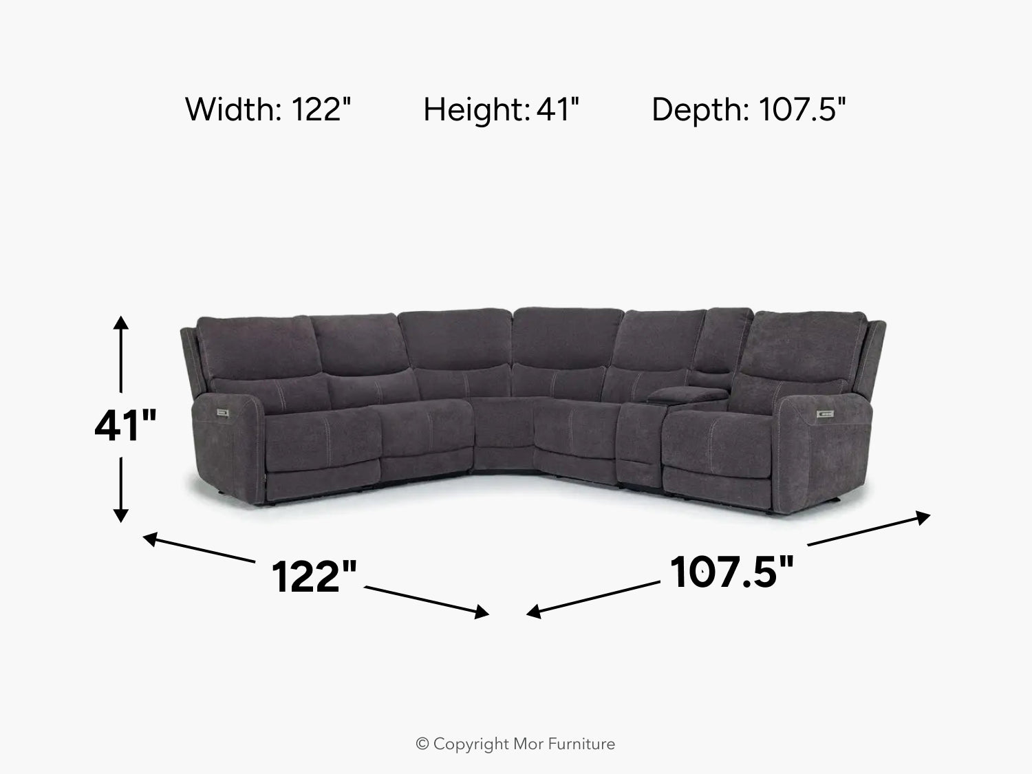 PALENCI53:Palencia 6 Piece 3 Power Sectional With 3 Power Armless Recliner, 