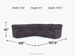 PALENCI55:Palencia 6 Piece 3 Power Sectional With 3 Power Armless Recliner, 