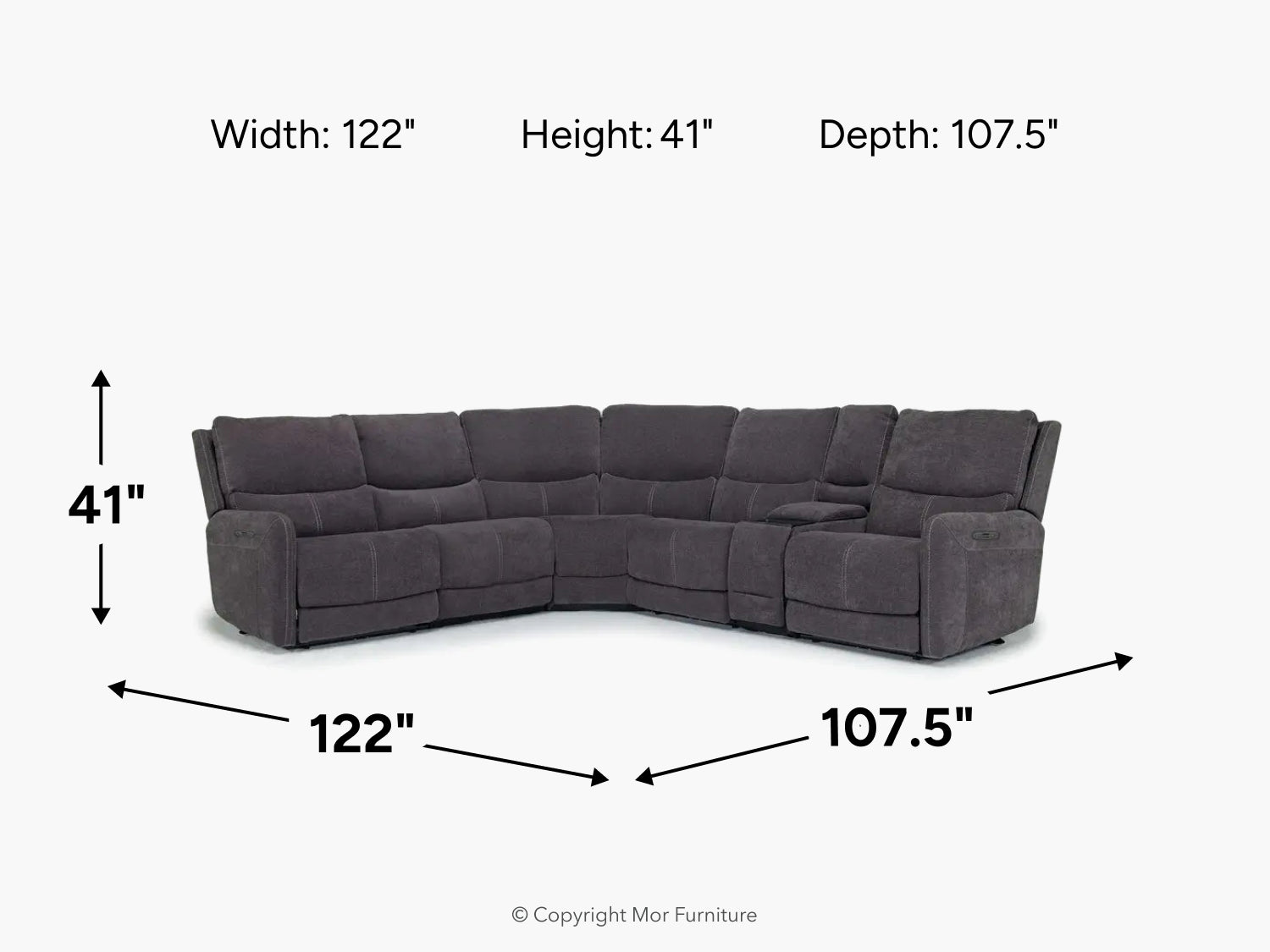 PALENCI55:Palencia 6 Piece 3 Power Sectional With 3 Power Armless Recliner, 