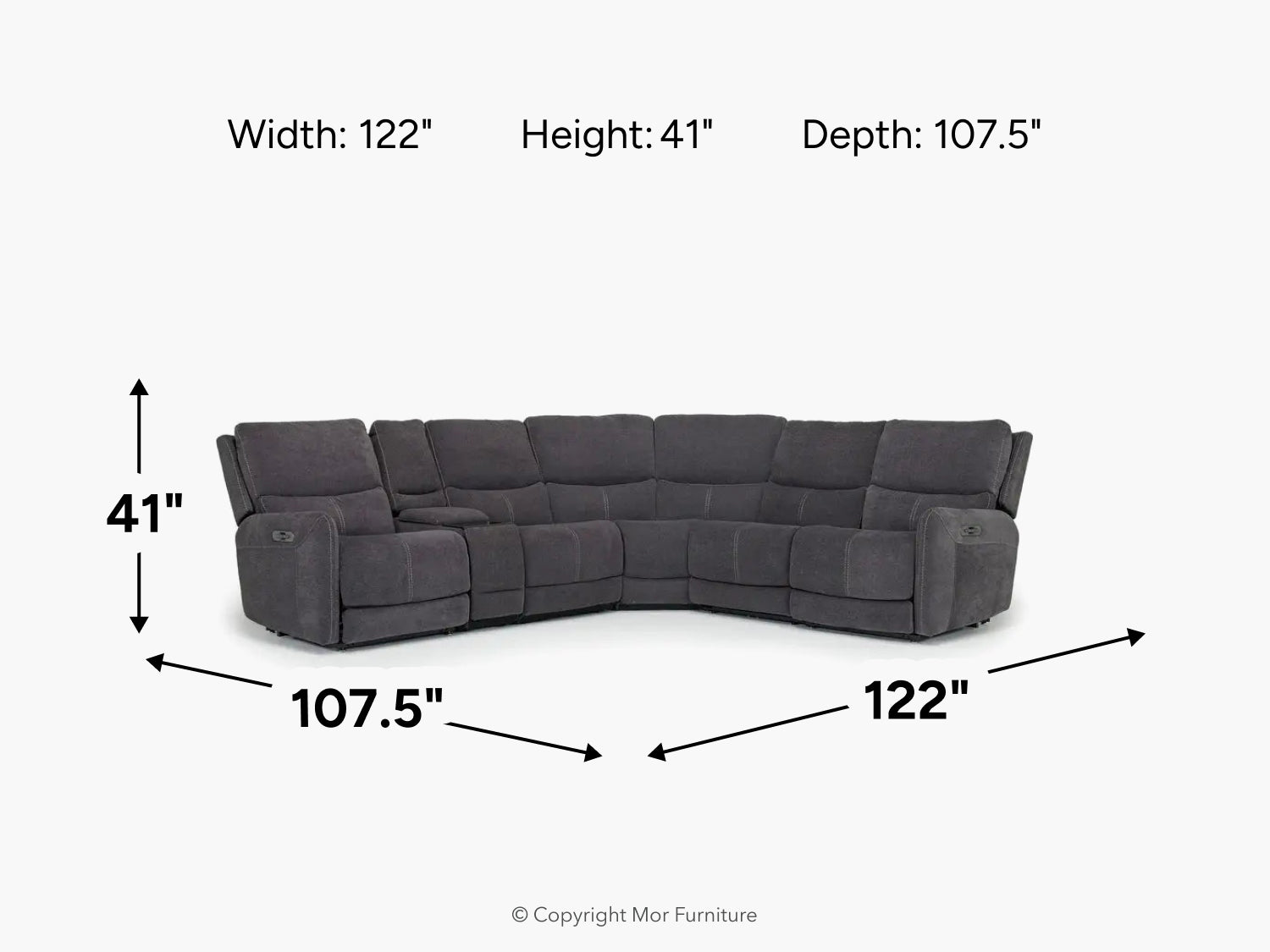 PALENCI57:Palencia 6 Piece 3 Power Sectional With 3 Power Armless Recliner, 