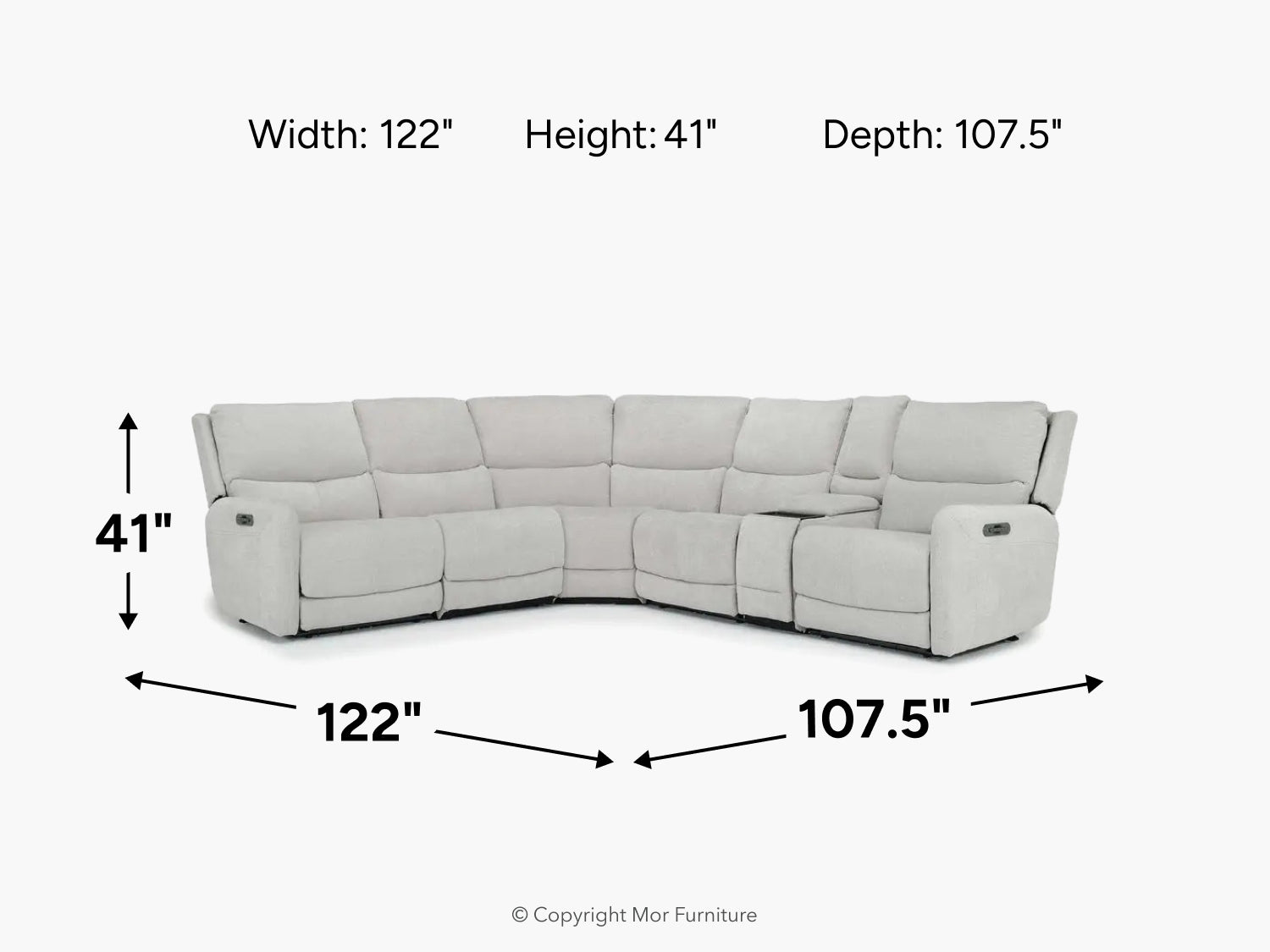 PALENCI05:Palencia 6 Piece 3 Power Sectional With 3 Power Armless Recliner, 