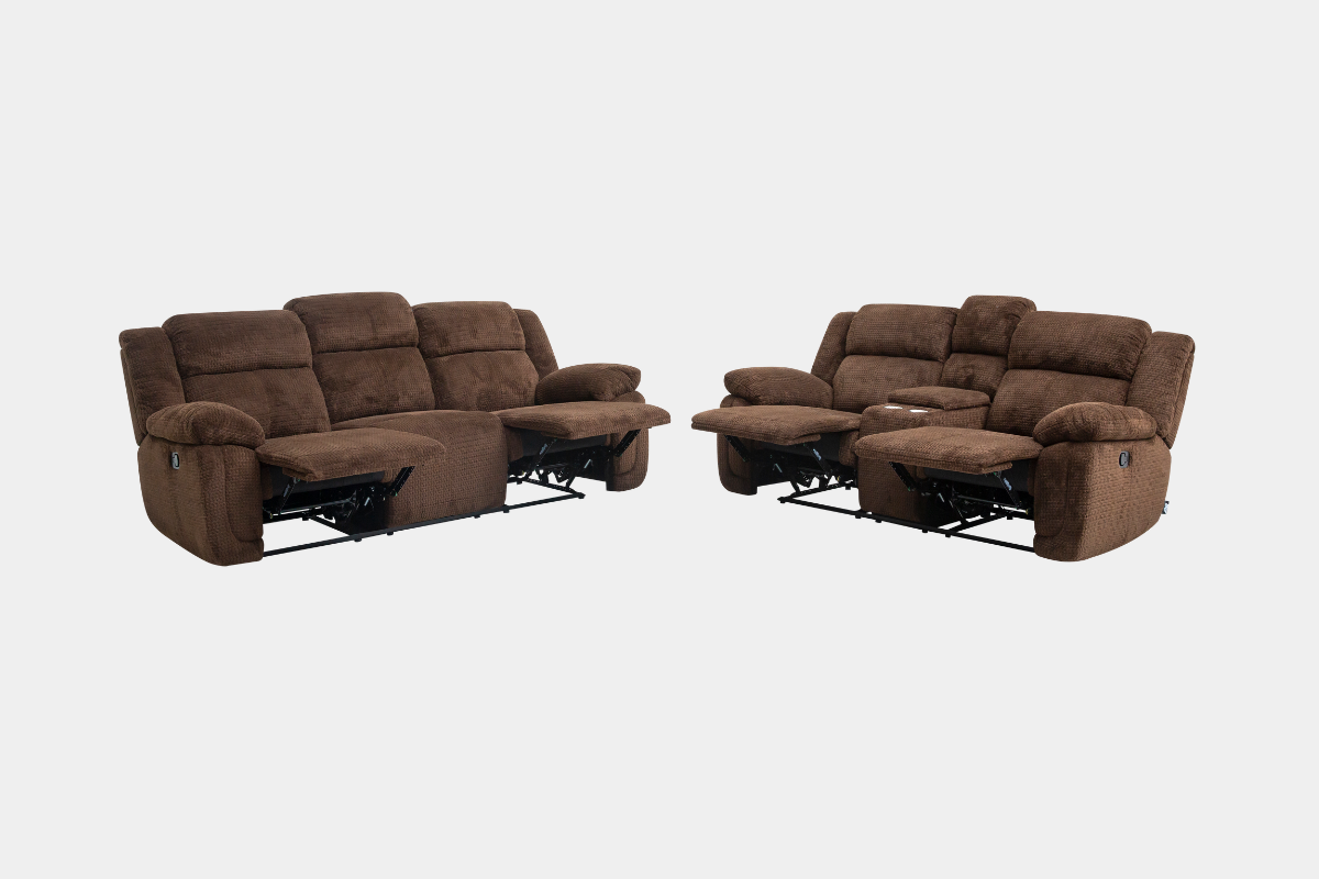 JAYNEII03:Raven Reclining Sofa & Console Loveseat, Angled