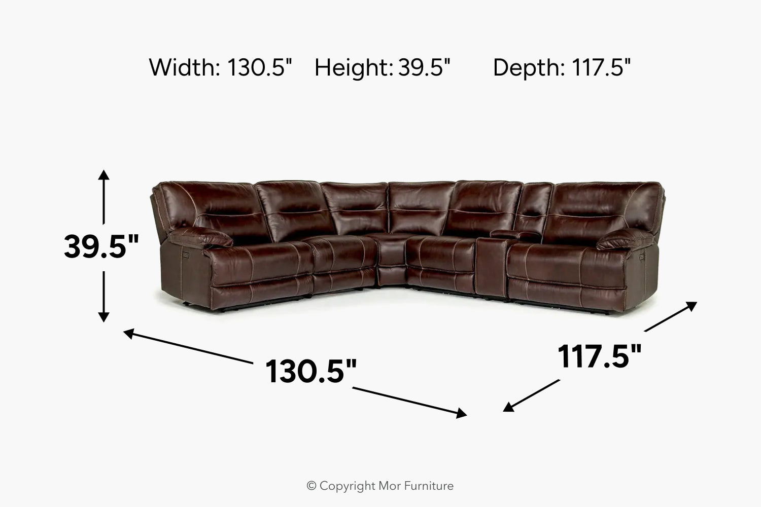Retreat 6 Pc Power Sectional W/ Power Armless Rclnr | Mor Furniture