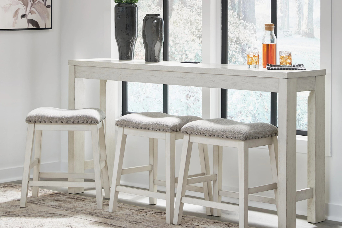 452779228:Robbinsdale Counter Height Sofa Bar Table With Stools, Styled