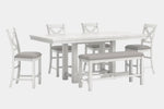 ROBBINS11:Robbinsdale Counter Height Dining Table & 4 Stools & Bench,
