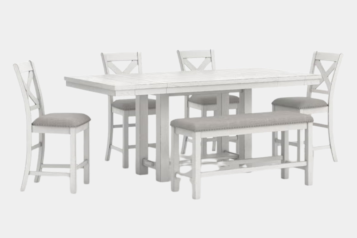 ROBBINS11:Robbinsdale Counter Height Dining Table & 4 Stools & Bench,