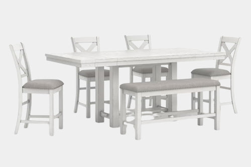ROBBINS11:Robbinsdale Counter Height Dining Table & 4 Stools & Bench,