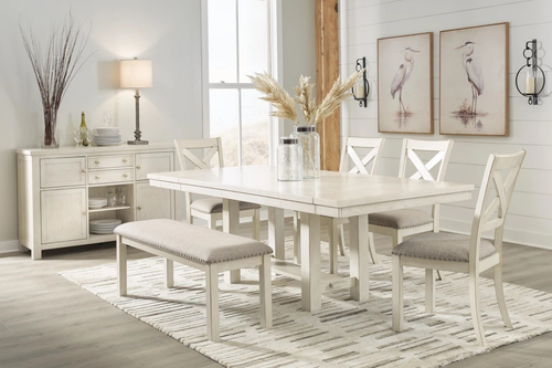 ROBBINS06:Robbinsdale Dining Table & 4 Chairs & Bench, Styled