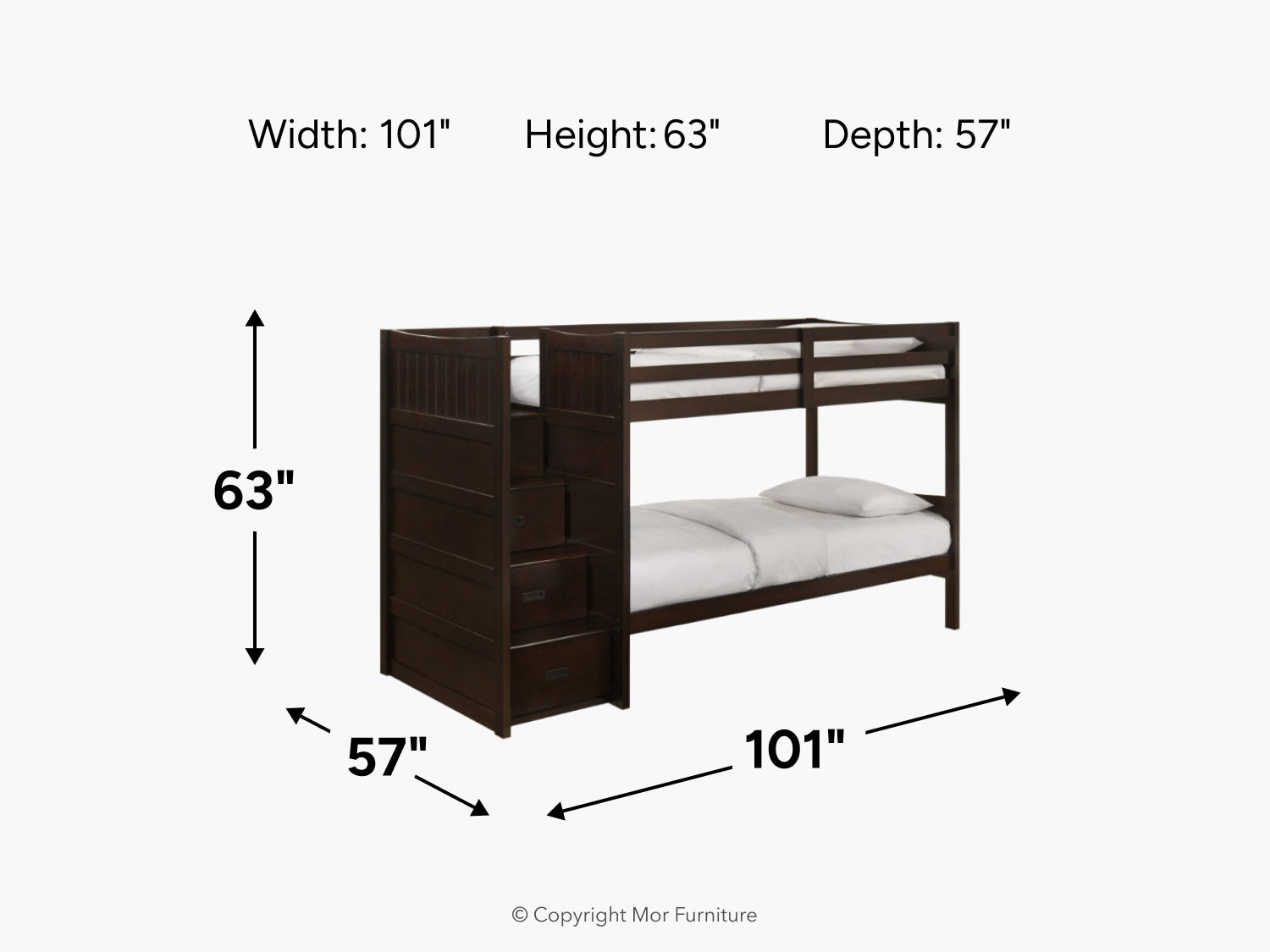 SAMIBRN04:Sami Bunk Bed With Storage Steps, 