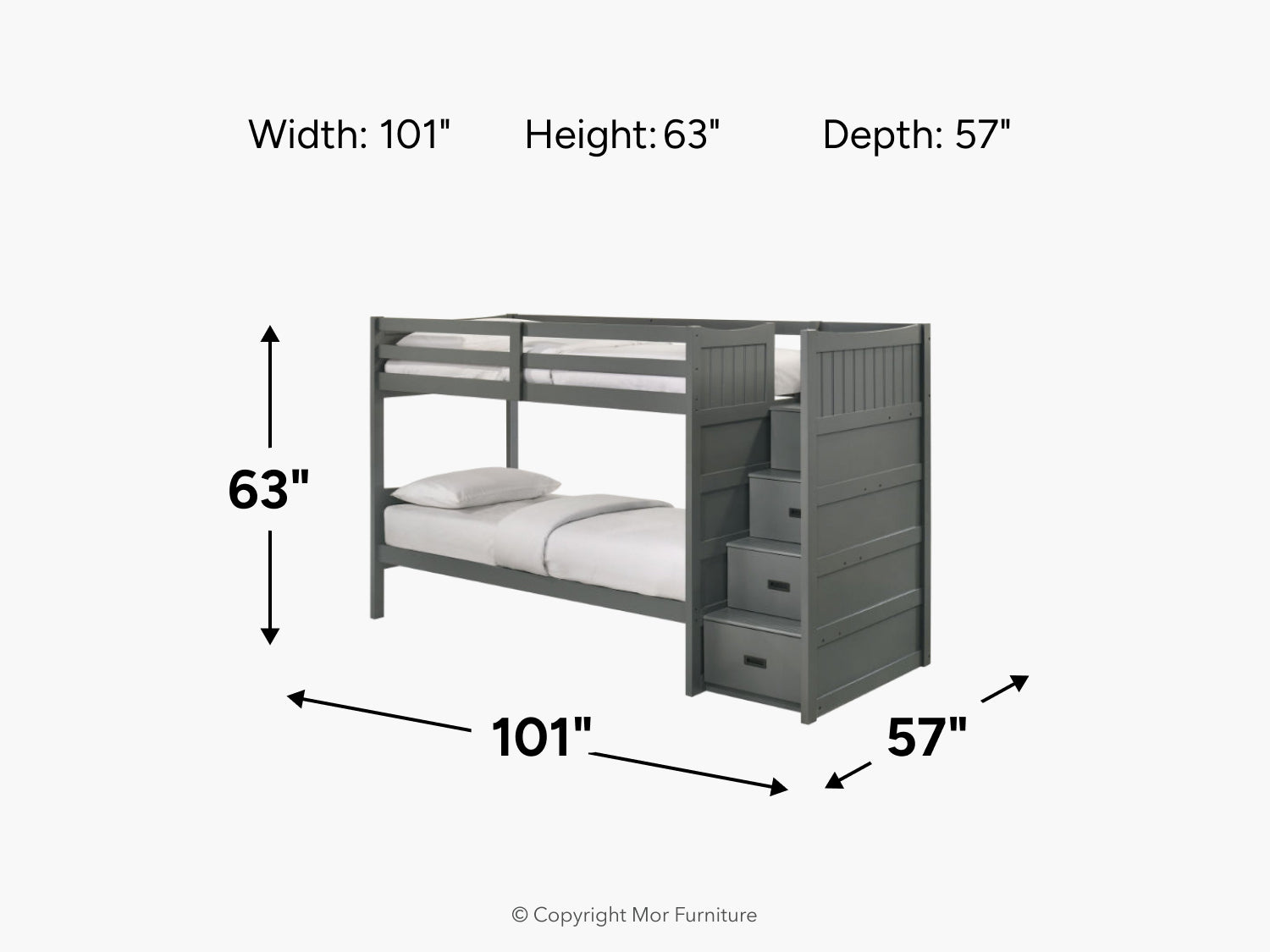 SAMIGRY03:Sami Bunk Bed With Storage Steps, 