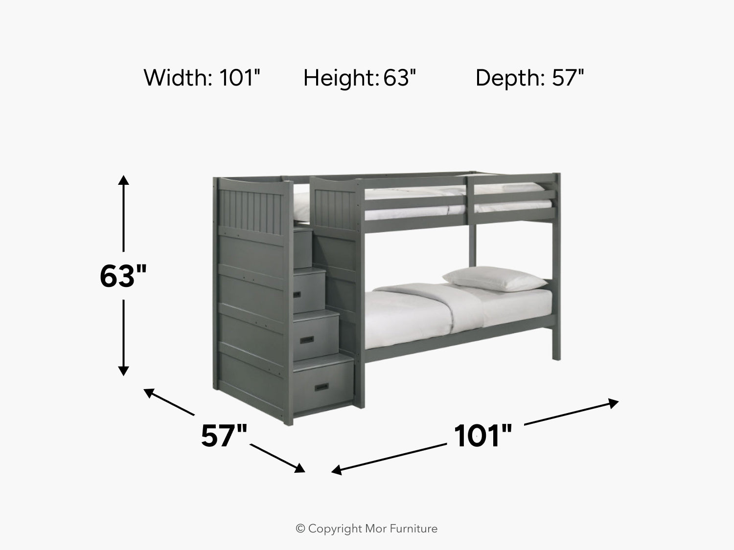 SAMIGRY04:Sami Bunk Bed With Storage Steps, 