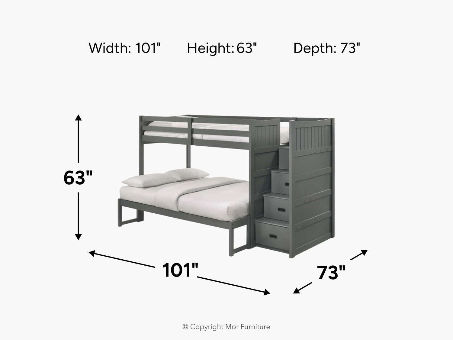 SAMIGRY05:Sami Bunk Bed With Storage Steps, 