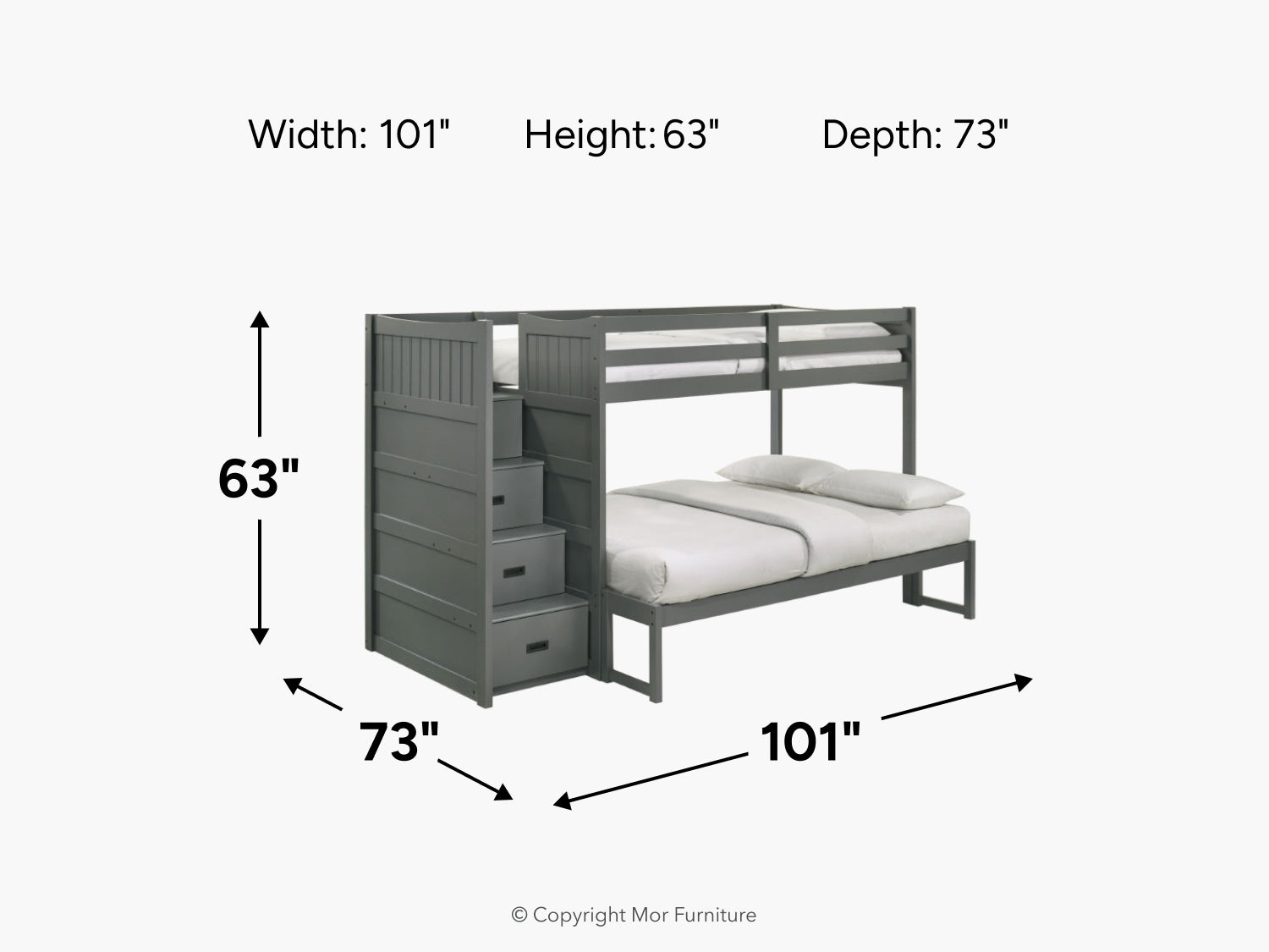 SAMIGRY06:Sami Bunk Bed With Storage Steps, 