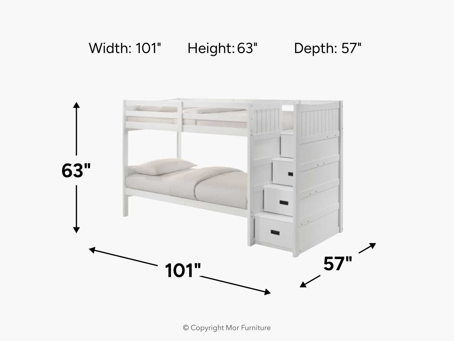 SAMIWHT03:Sami Bunk Bed With Storage Steps, 