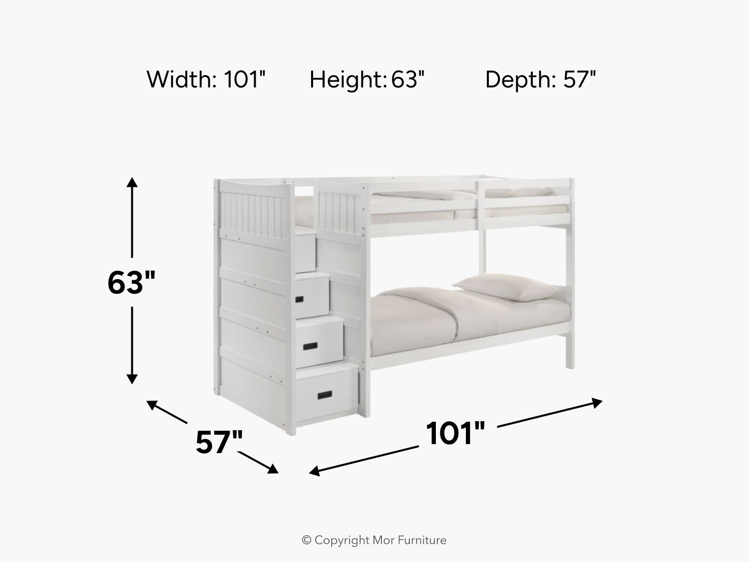 SAMIWHT04:Sami Bunk Bed With Storage Steps, 