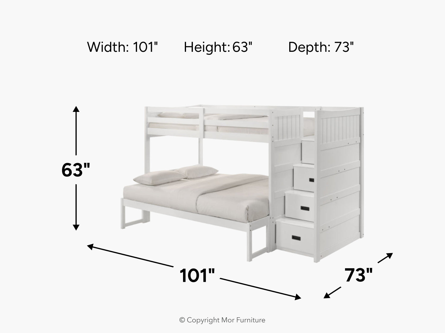 SAMIWHT05:Sami Bunk Bed With Storage Steps, 