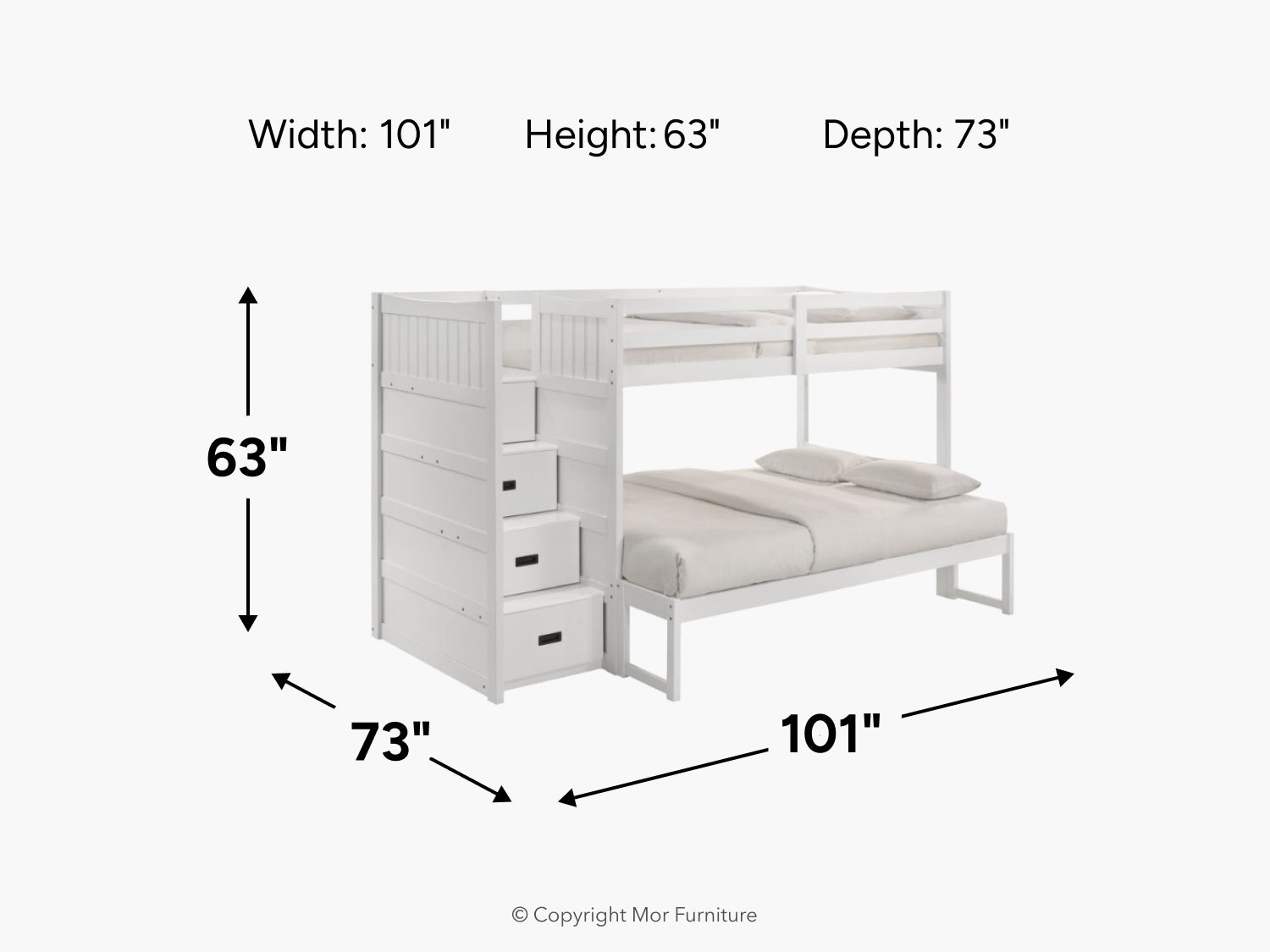 SAMIWHT06:Sami Bunk Bed With Storage Steps, 
