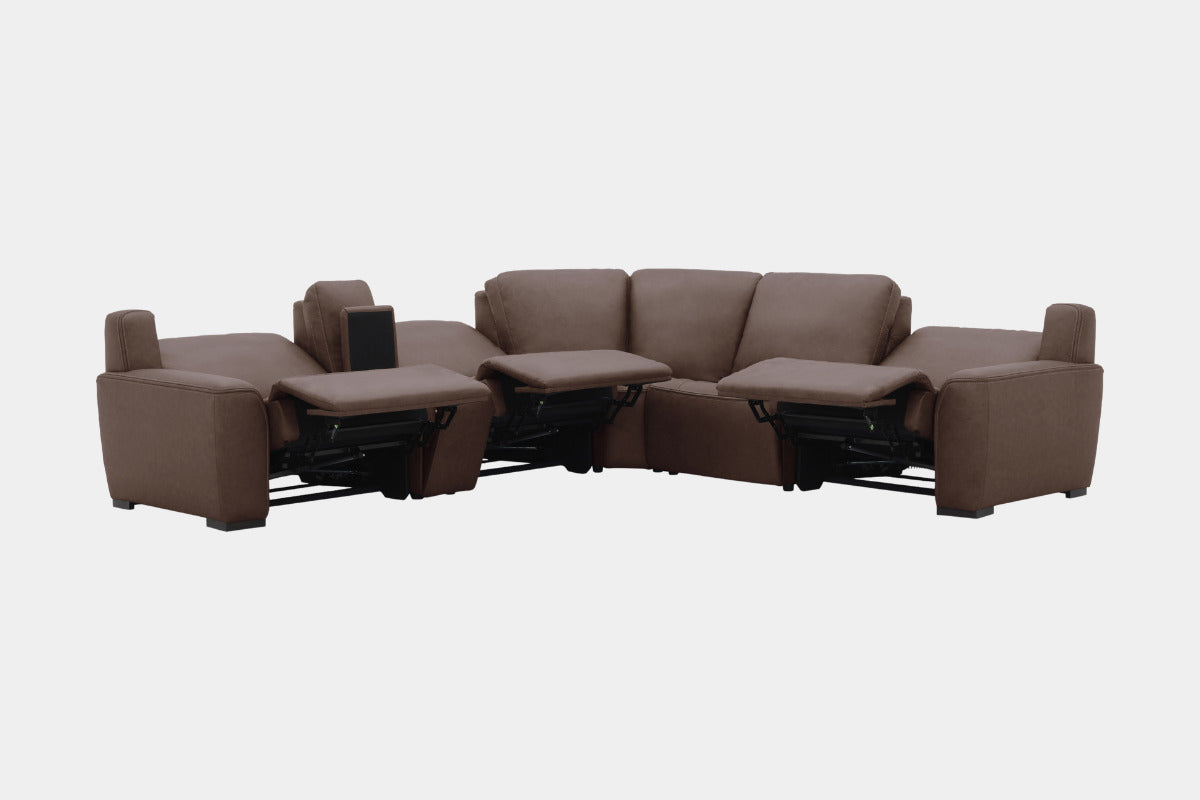 SEDONA015:Sedona 6 Piece 2 Power Sectional With 2 Power Armless Recliner,  Reclined