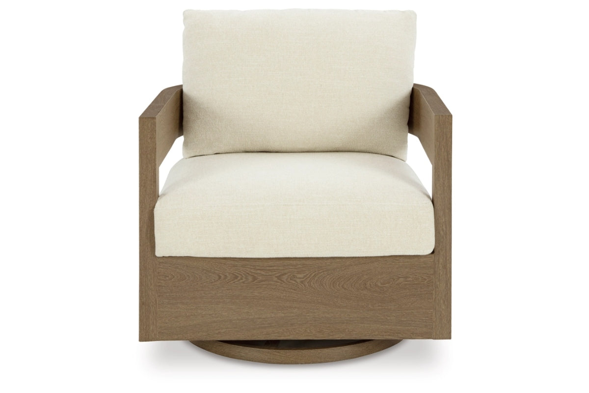 761720584:Serene Bay Outdoor Swivel Glider Chair in Dark Brown/White