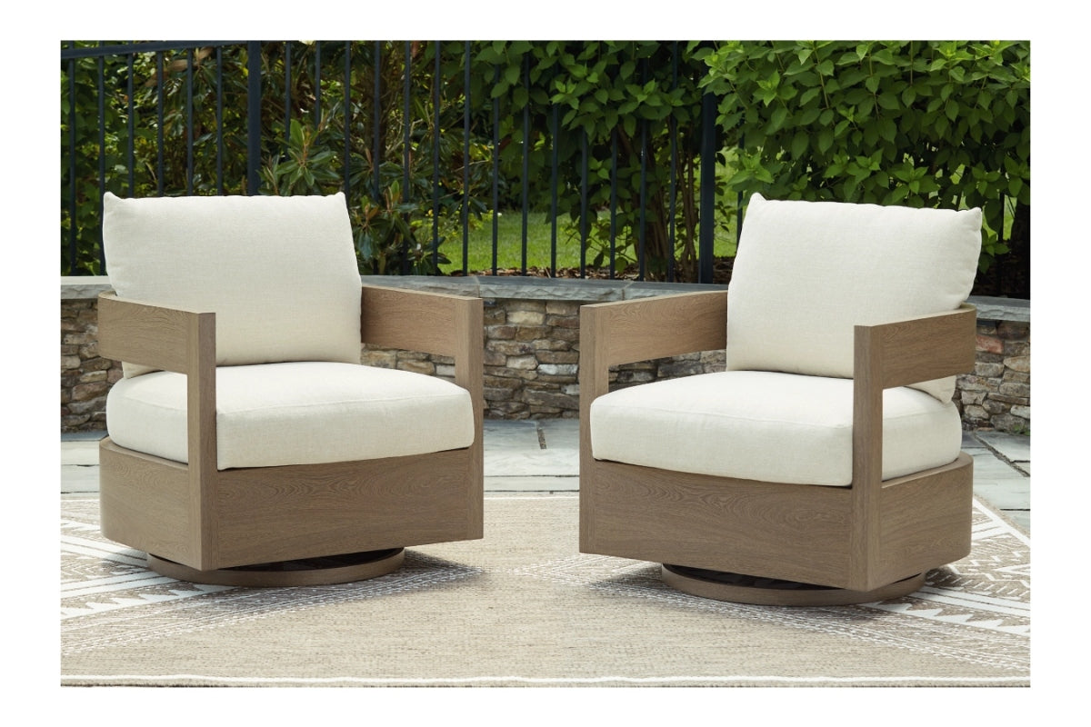 761720584:Serene Bay Outdoor Swivel Glider Chair in Dark Brown/White