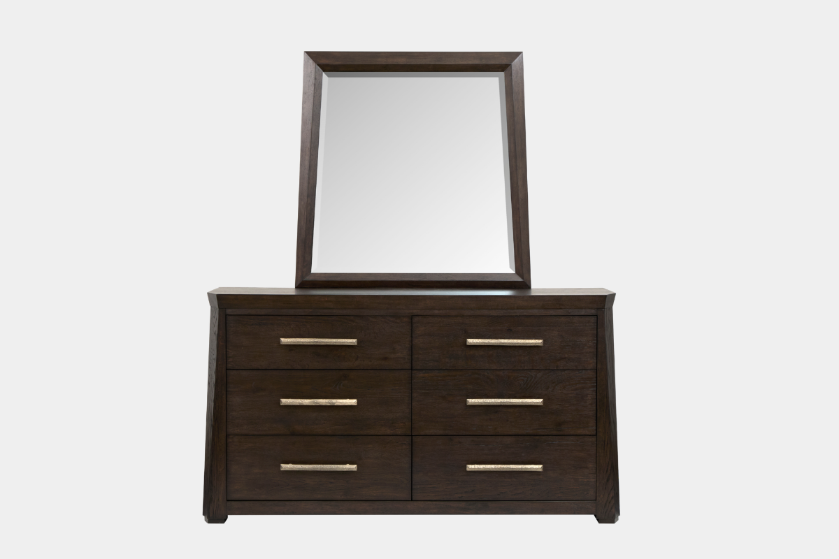 SHELBB009:Shelby Upholstered Bed & Dresser & Mirror & Nightstand, Front