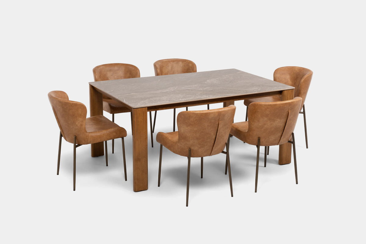 SIERRAF01:Sierrafina Dining Table & 6 Chairs, SideAngled