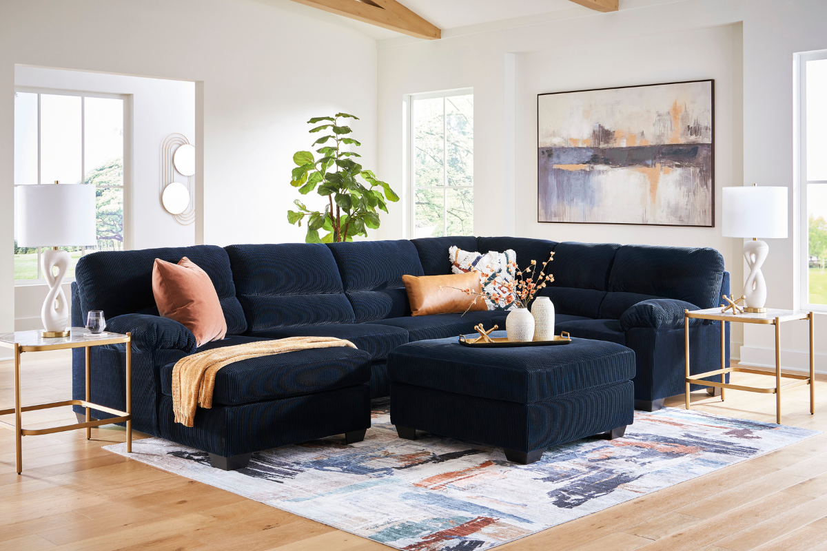 SIMPLEJ05:Simple Joy Tux Loveseat Chaise Sectional, Styled