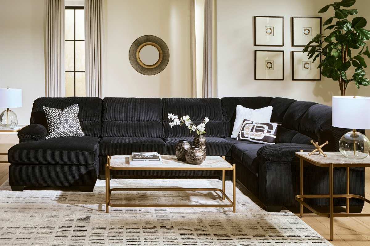 SIMPLEJ16:Simple Joy Tux Loveseat Chaise Sectional, Styled