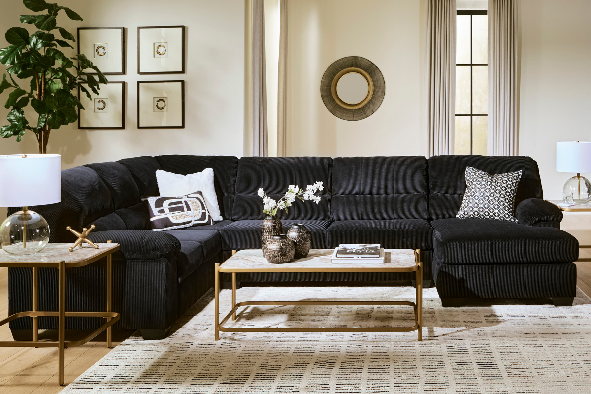 SIMPLEJ15:Simple Joy Tux Loveseat Chaise Sectional, Styled