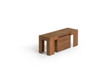 TRANSFM42:Transformer Dining Table & 4 Stackable Chairs & Bench, Angled
