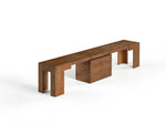 TRANSFM42:Transformer Dining Table & 4 Stackable Chairs & Bench, Angled