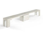 TRANSFM32:Transformer Dining Table & 4 Stackable Chairs & Bench, Angled
