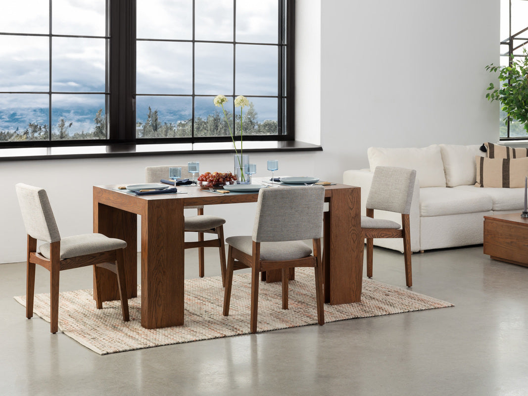 TRANSFM41:Transformer Dining Table & 4 Stackable Chairs, Styled