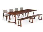 NOVADINE8:Transformer Nova Dining Table & 4 Stackable Chairs & Bench, Angled