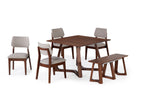 NOVADINE8:Transformer Nova Dining Table & 4 Stackable Chairs & Bench, Angled