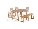 NOVADINE5:Transformer Nova Dining Table & 4 Stackable Chairs & Bench, Angled