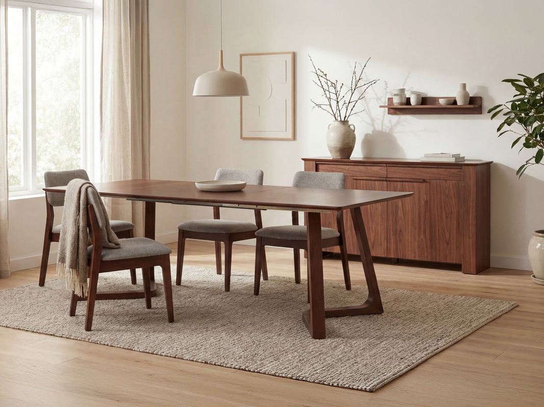 NOVADINE7:Transformer Nova Dining Table & 4 Stackable Chairs, Styled