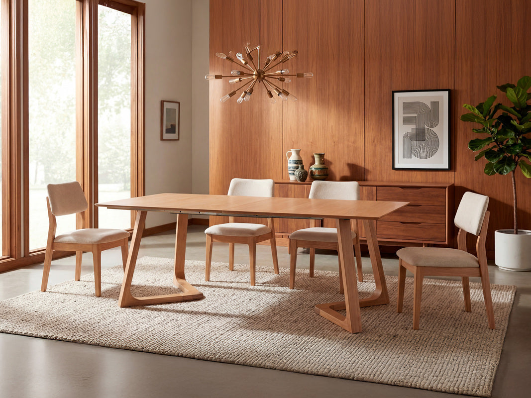 NOVADINE0:Transformer Nova Dining Table & 4 Stackable Chairs, Styled