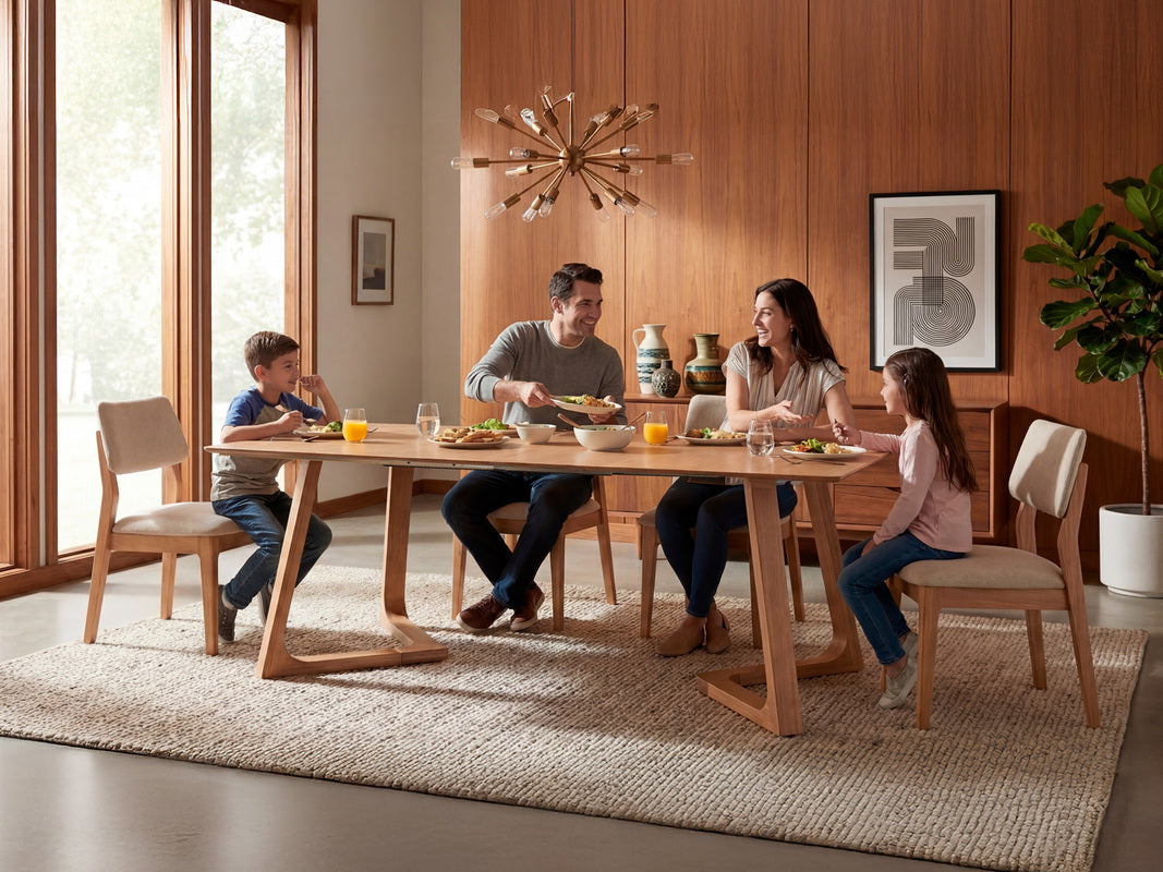 NOVADINE0:Transformer Nova Dining Table & 4 Stackable Chairs, Styled