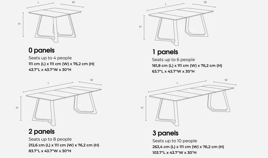 NOVADINE8:Transformer Nova Dining Table & 4 Stackable Chairs & Bench, 