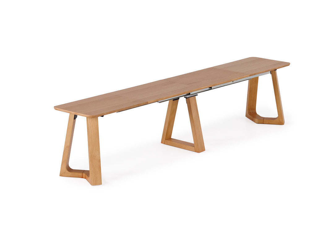 NOVADINE5:Transformer Nova Dining Table & 4 Stackable Chairs & Bench, Angled