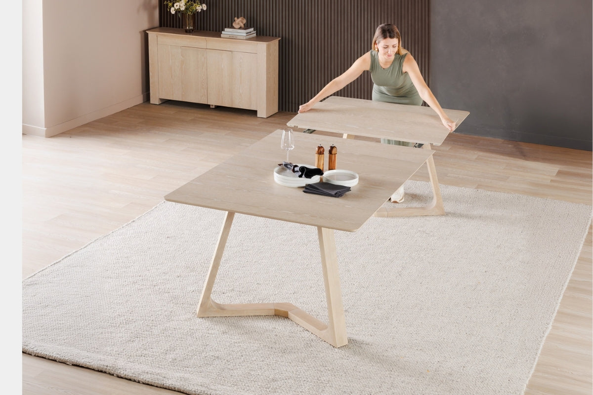 NOVADINE1:Transformer Nova Dining Table & 4 Stackable Chairs, Styled