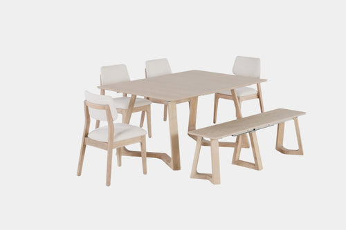 NOVADINE2:Transformer Nova Dining Table & 4 Stackable Chairs & Bench,