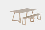 NOVADINE2:Transformer Nova Dining Table & 4 Stackable Chairs & Bench, Angled