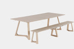 NOVADINE2:Transformer Nova Dining Table & 4 Stackable Chairs & Bench, Angled