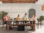 TRANSFP10:Transformer Outdoor Dining Table, 4 Chairs & Bench, Styled