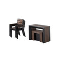 TRANSFP10:Transformer Outdoor Dining Table, 4 Chairs & Bench, Angled