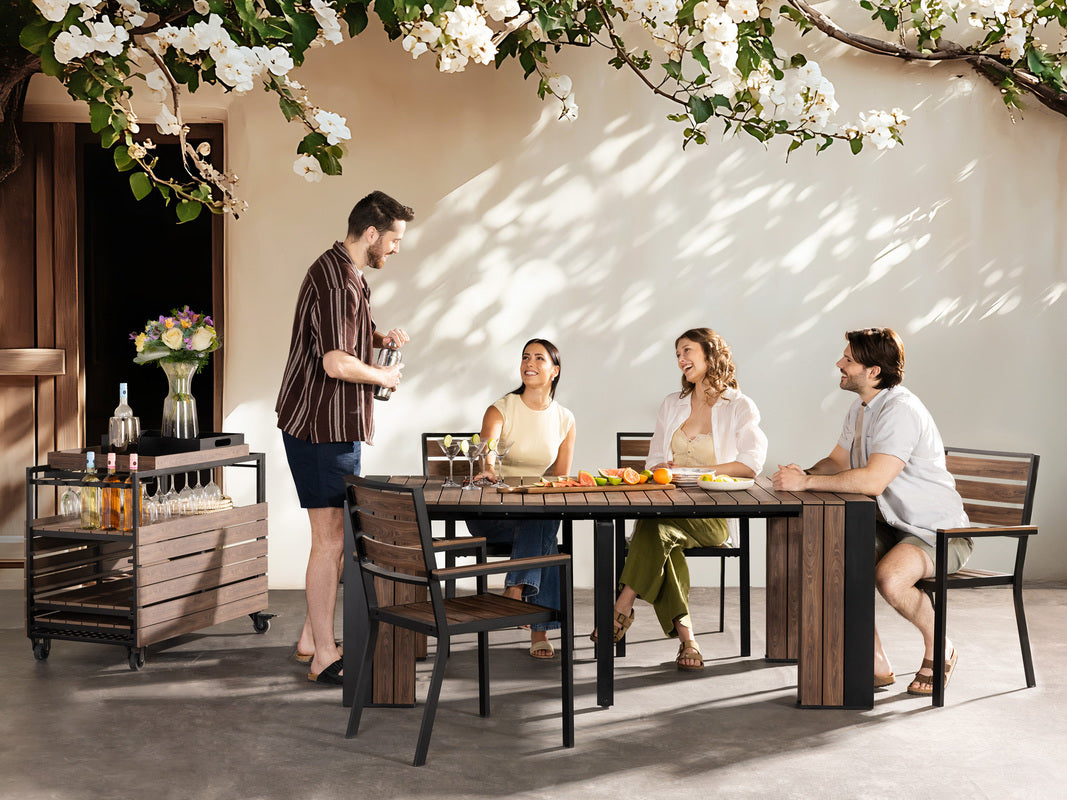 TRANSFP05:Transformer Outdoor Dining Table & 4 Chairs, Styled
