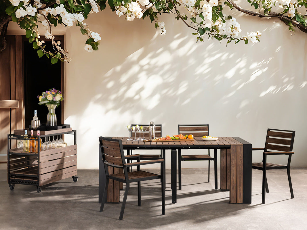 TRANSFP05:Transformer Outdoor Dining Table & 4 Chairs, Styled